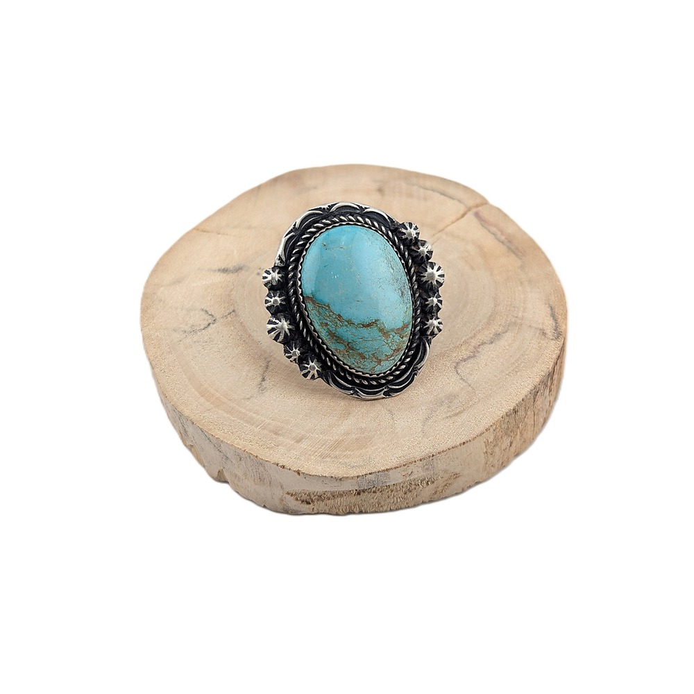 Navajo Jewelry Women's Ring Turquoise Native American Signed sz 7.5 *** - Picture 5 of 9